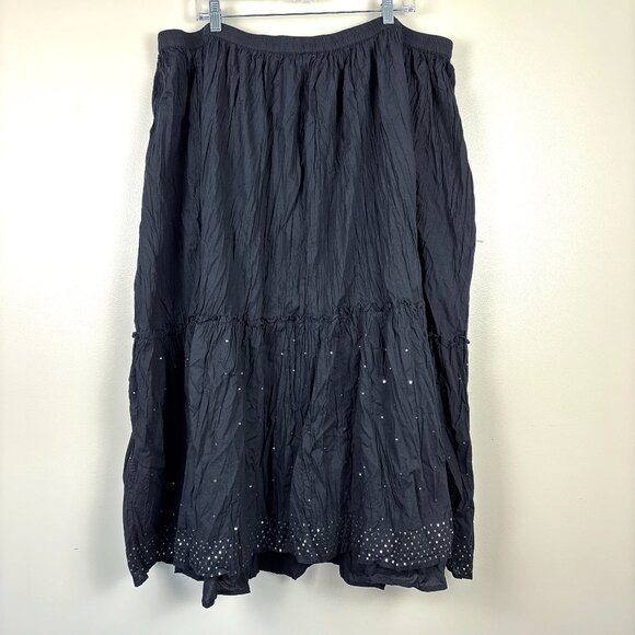 Liz & Me Dresses & Skirts - Liz & Me Women's Black Cotton Skirt Tiered with Sequins Hem Plus Size 3X